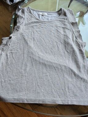 Madewell Light Gray Ribbed Knit Tank with Subtle Shimmer